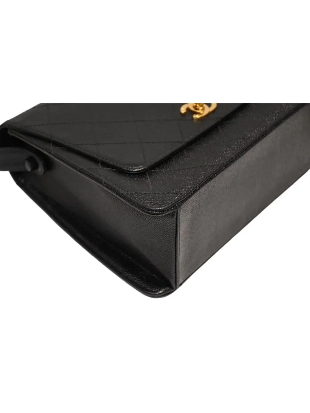Chanel Wild Stitch Handbag Top Handle Lambskin Black Gold